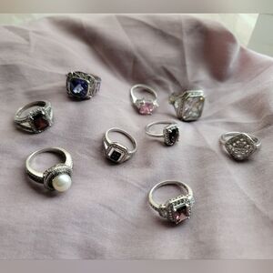 Rings Bundle-Elegant Silver and Gemstone Ring Set